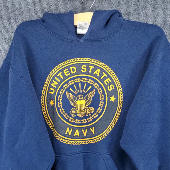 U.S. Navy Mens Pullover Hoodie Blue Size Small Vintage Made USA Graphic Logo - Picture 7 of 15